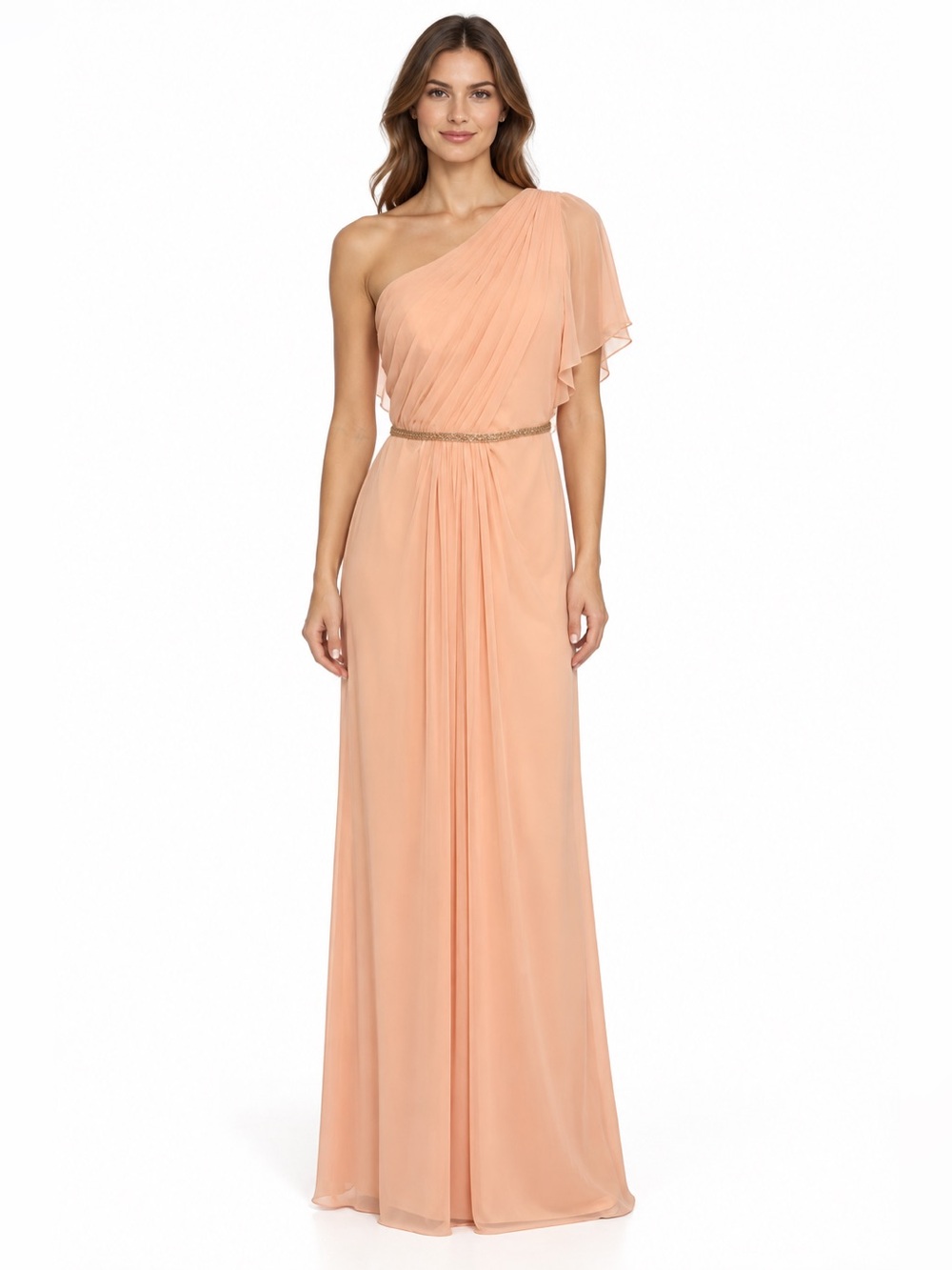 Wonder By Jenny Packham Chiffon Pink Toga Formal Maxi Dress 10 Medium